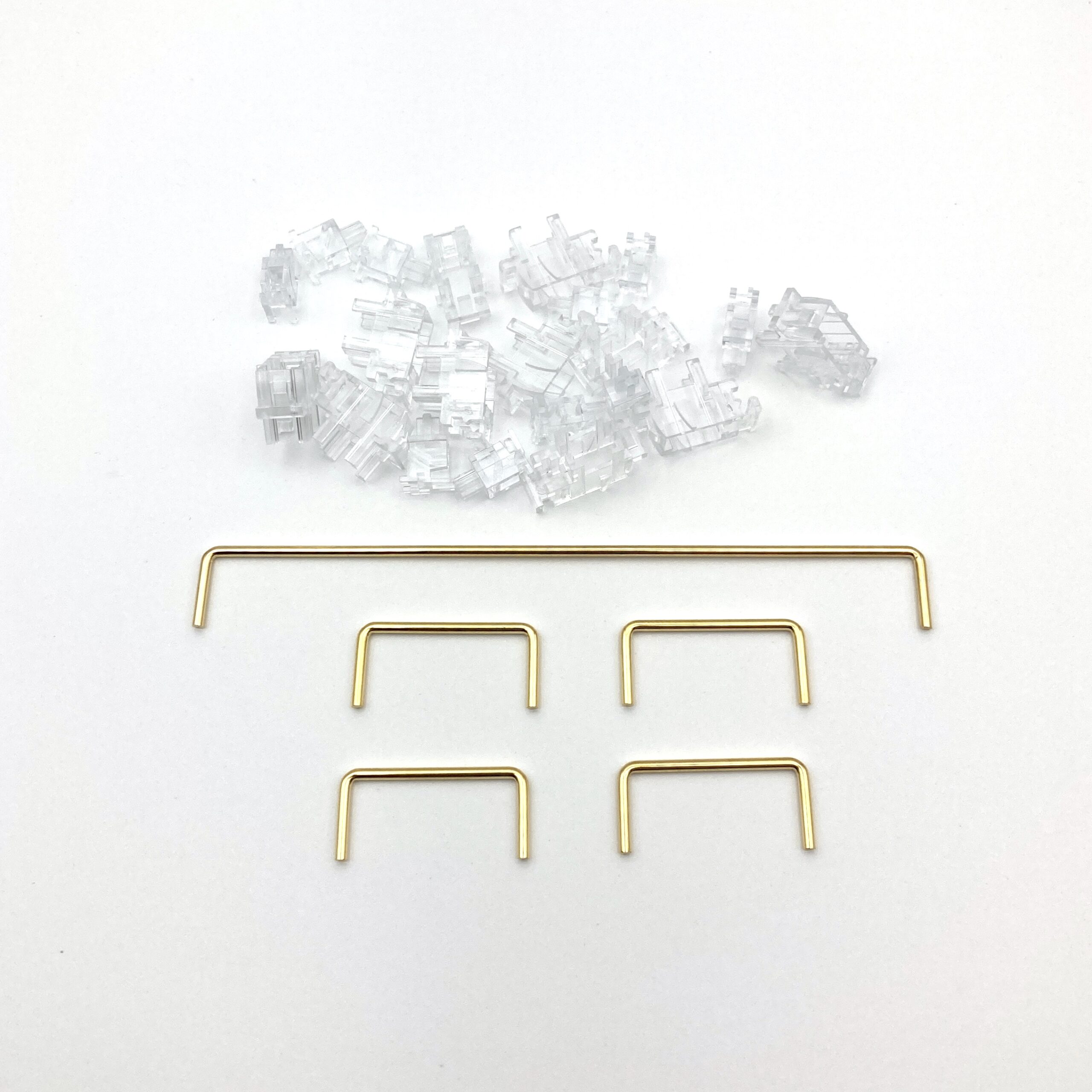 Keebco Plate Mount Stabilizer Set for TKL Mechanical Keyboards - Brass & Clear
