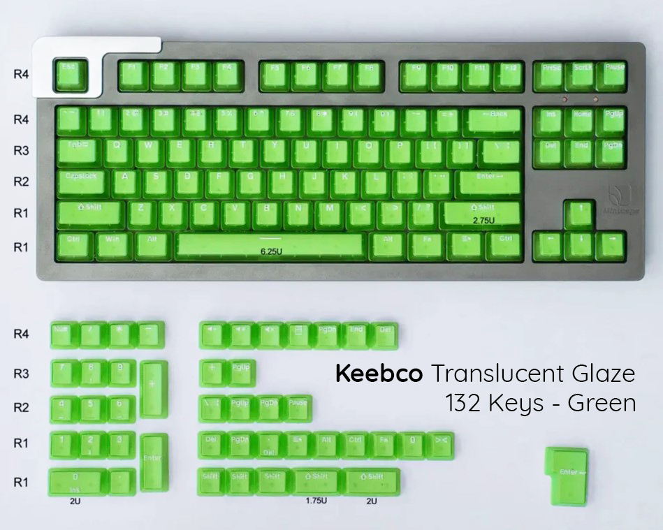 Keebco Translucent Glaze Keycaps - Green - 132 Keys