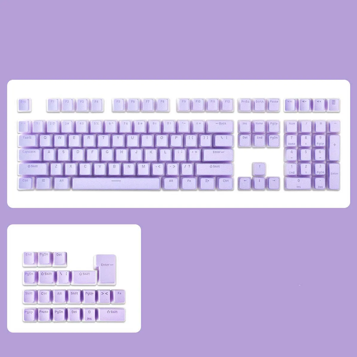 Keebco Pudding PBT Keycaps Pastel Purple 129 Keys Keebco